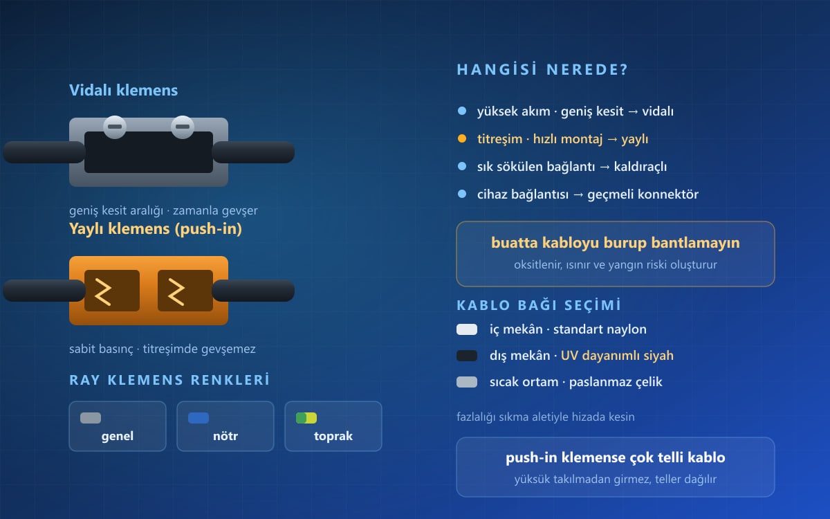 Konnektör, Klemens ve Kablo Bağları Kullanımı