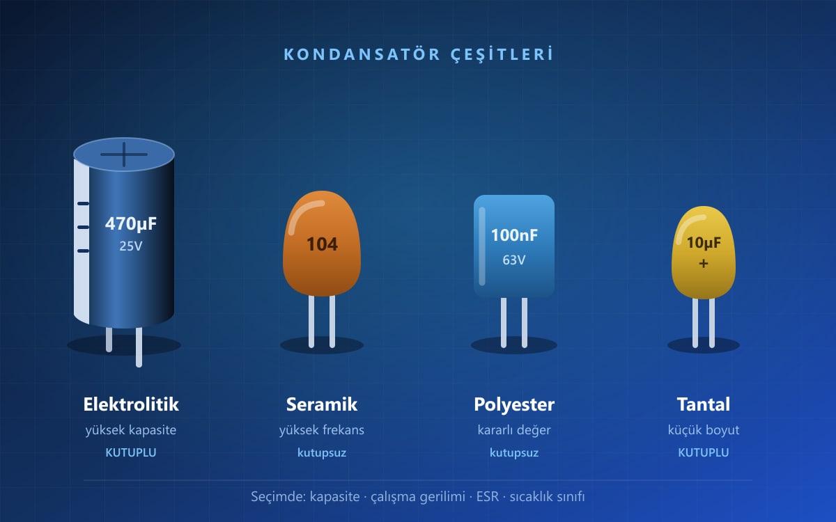Kondansatör Çeşitleri ve Seçim Kriterleri
