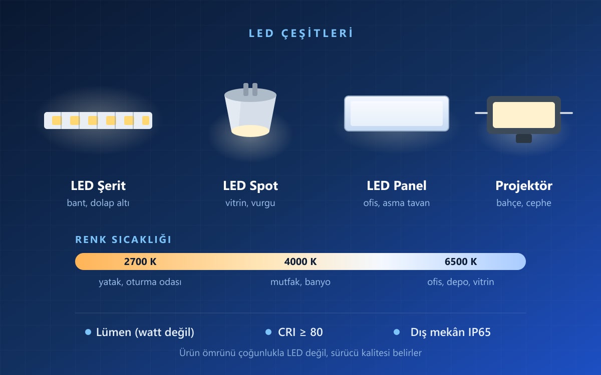 LED Çeşitleri ve Seçim Kriterleri